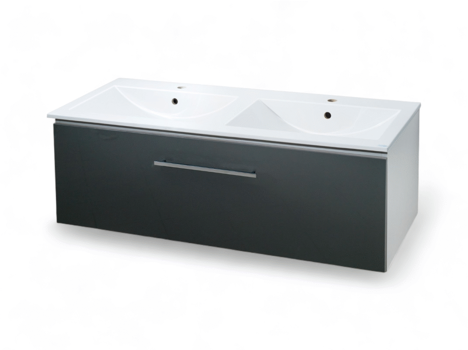 Meuble salle de bain COMETE 120cm double vasque un tiroir