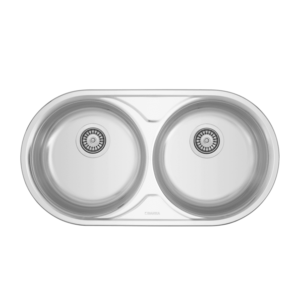 EVIER INOX DOUBLE  BAC ROND ENCASTRE
