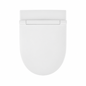 Toilette suspendue blanche sur fond blanc-1