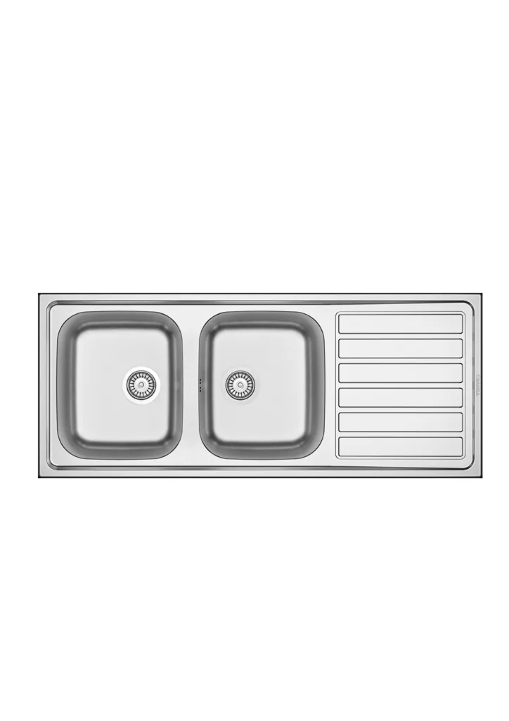 EVIER INOX DOUBLE BAC AVEC EGOUTOIR ENCASTRE