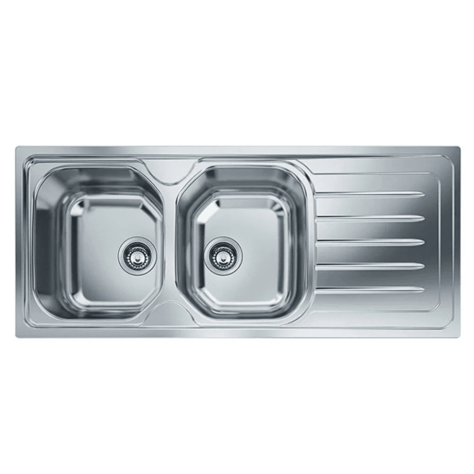 Evier Inox FRANKE Double Bac avec égouttoir OLN Droite