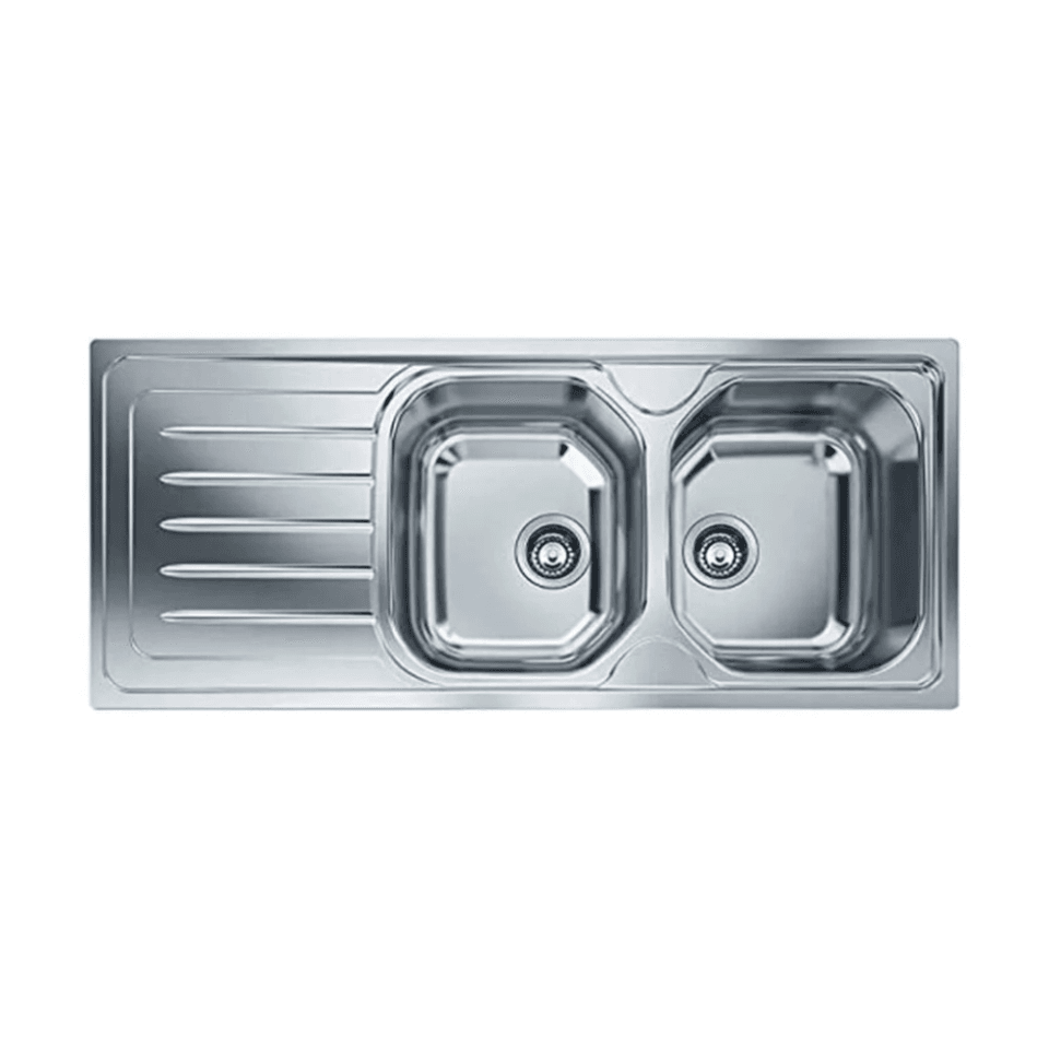 Evier Inox FRANKE Double Bac avec égouttoir OLN Gauche