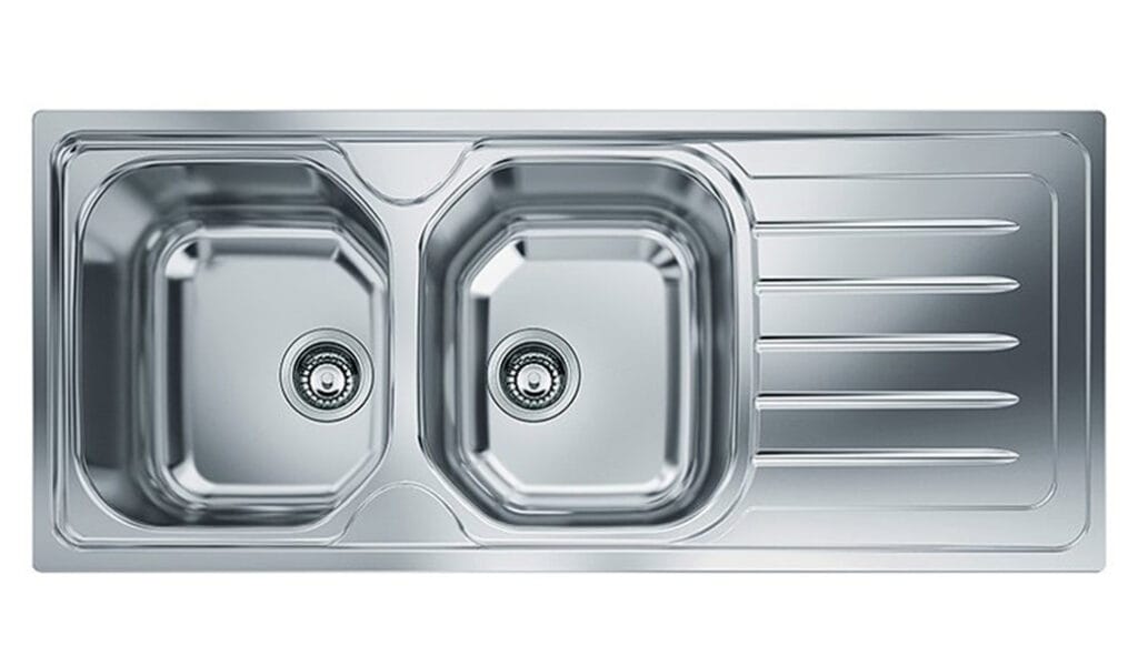 Evier Inox FRANKE Double Bac avec égouttoir OLN Droite