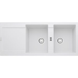 Evier FRANKE Double Bac Blanc avec égouttoir en Granite