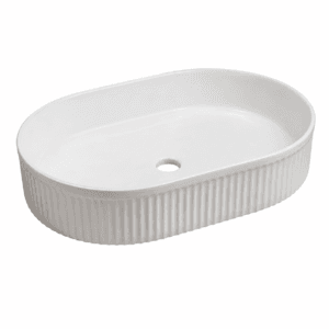 Vasque à poser ovale rayée – Blanc Noir
