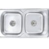 EVIER INOX DOUBLE BAC BALANCE SANS EGOUTOIR ENCASTRE 84X48cm