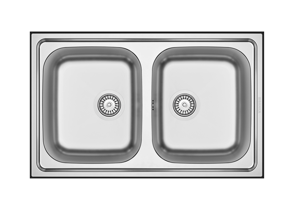 EVIER INOX DOUBLE BAC SANS EGOUTOIR ENCASTRE ⋆