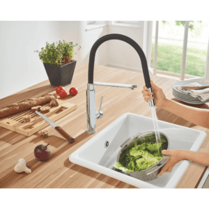 Robinet Cuisine Grohe à Flexible Souple Noir