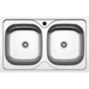 EVIER INOX DOUBLE BAC SANS EGOUTTOIR 860X500MM + SIPHON