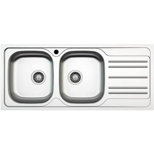 EVIER INOX 2 BACS AVEC EGOUTTOIR 1160X500MM + SIPHON