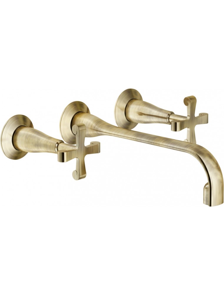 Mélangeur Lavabo Mural Encastré 3 trous bronze