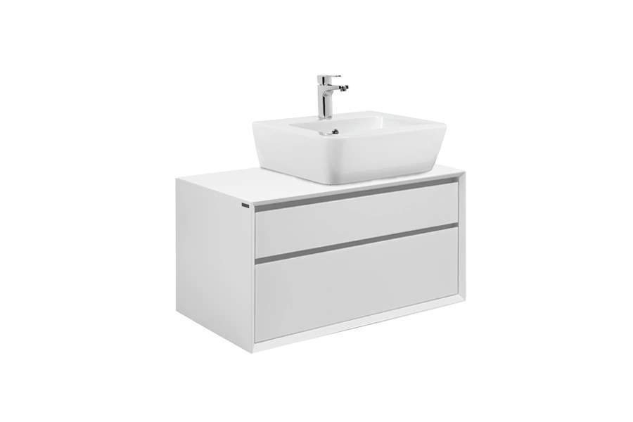 Meuble Salle de Bain VIEW Blanc Deux Tiroirs 90cm SANINDUSA