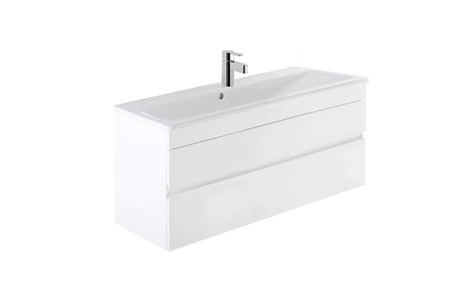 Meuble Salle de Bain Look Blanc Deux Tiroir SANINDUSA