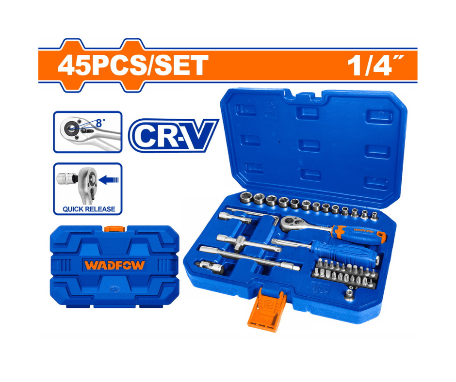 Jeu 45 clés cliquet 1/4″ CR-V