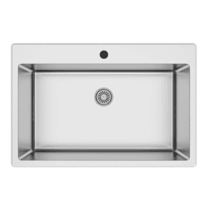 EVIER INOX GRAND CUVE ENCASTRABLE 760X505MM + SIPHON