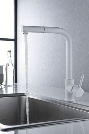 Grifería_de_cocina_monomando_extraible_blanco_mate_serie_Malta