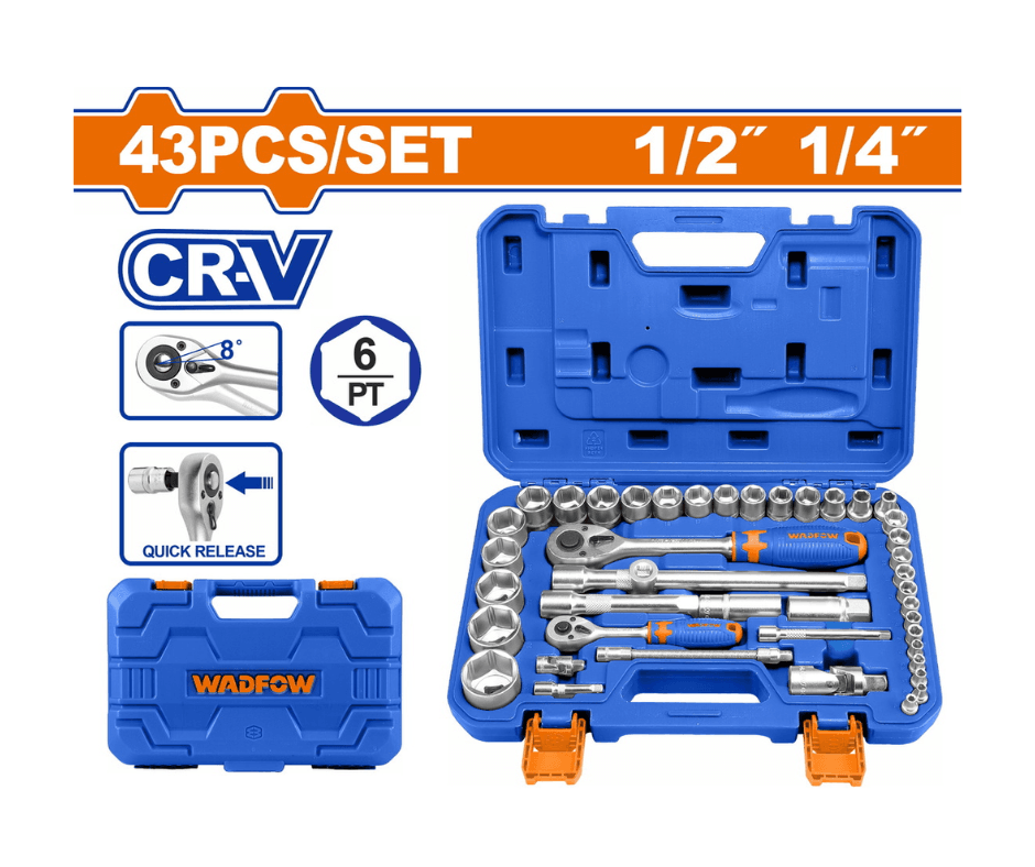 Jeu 43 clés cliquet 1/2″+ 1/4″ CR-V