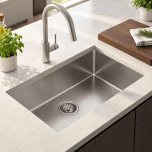 evier sous plan inox