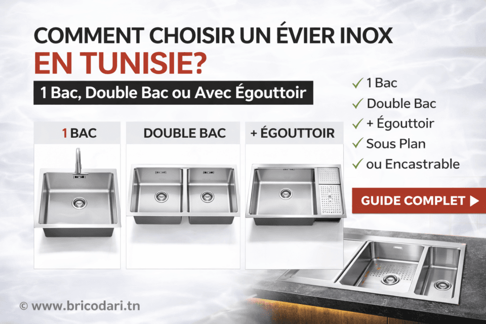 Comment choisir un évier inox en Tunisie 1 bac double bac inox 304