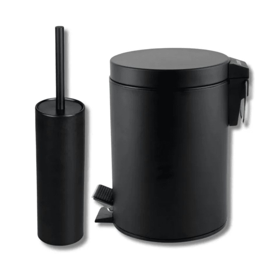 Poubelle 5L a Pedale +Porte Balai Noir