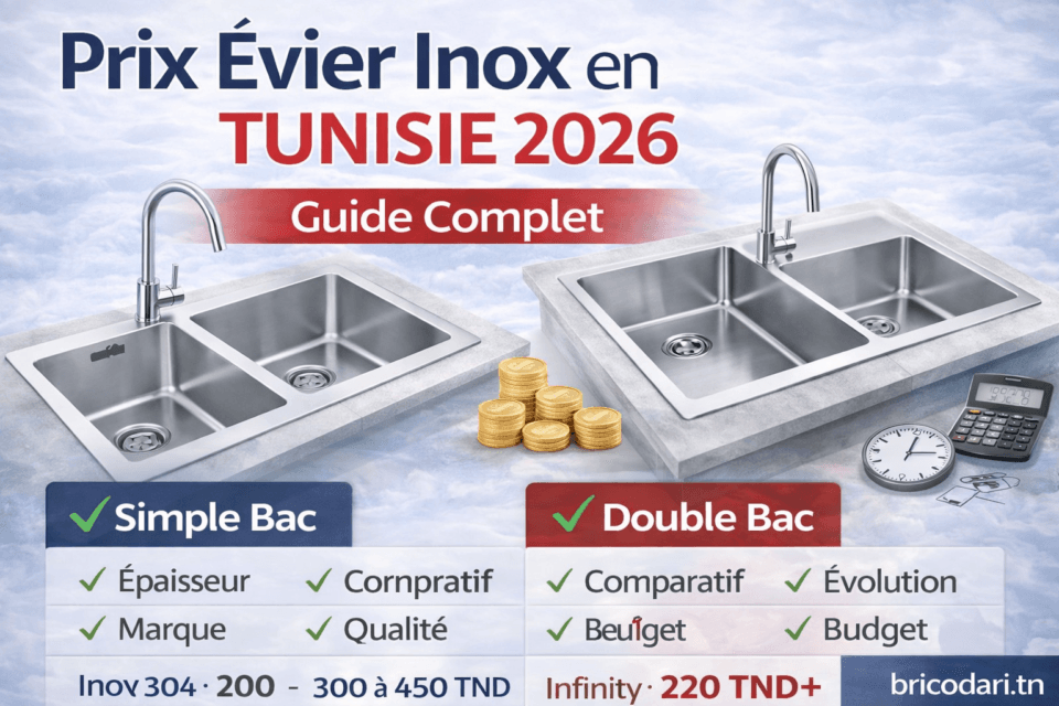 Prix Évier Inox Tunisie 2026 : Guide Complet — Simple Bac, Double Bac & Marques