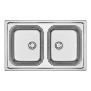 EVIER INOX DOUBLE BAC ENCASTRE