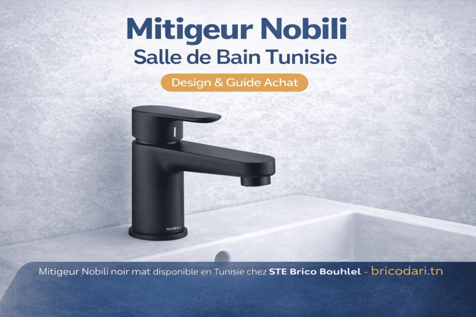 Mitigeur Nobili salle de bain noir mat design italien disponible en Tunisie chez STE Brico Bouhlel