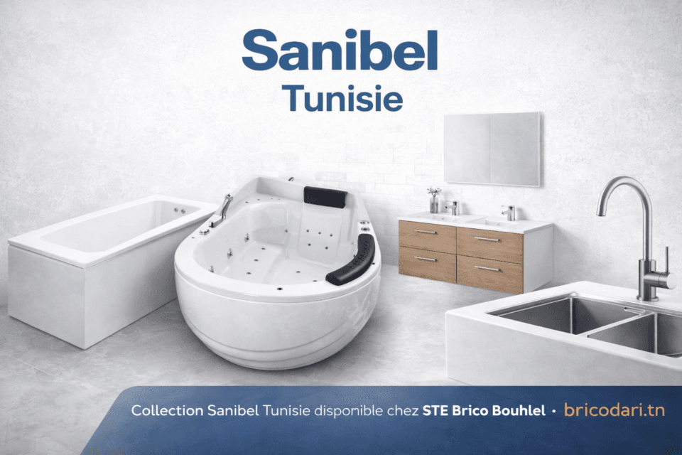 Sanibel Tunisie baignoire jacuzzi meuble salle de bain et evier disponibles chez STE Brico Bouhlel
