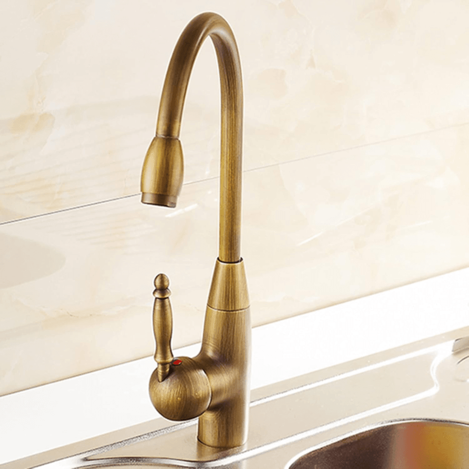 Mélangeur Evier Style Rustique en Laiton Bronze