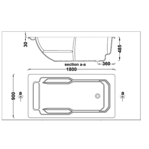 Baignoire VIP hydromassage simple 180 x 90 cm12