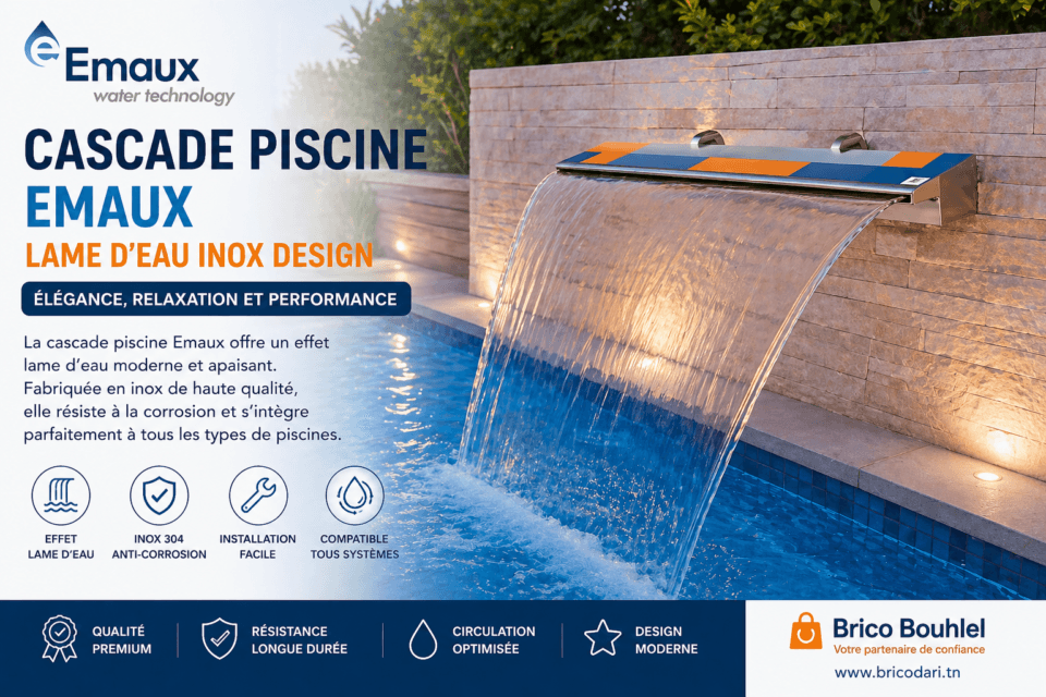 cascade piscine emaux inox lame eau tunisie