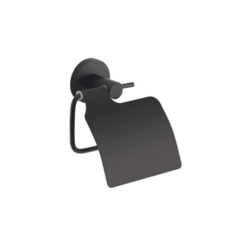 Porte Papier Avec Couvercle Rond Noir Mat
