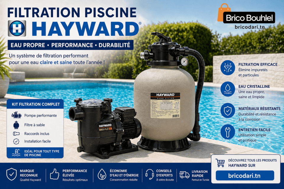 filtration piscine Hayward Tunisie filtre à sable pompe eau piscine propre