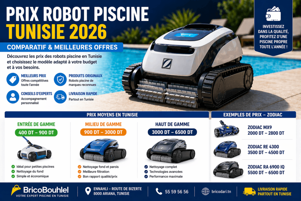 prix robot piscine Tunisie comparatif 2026