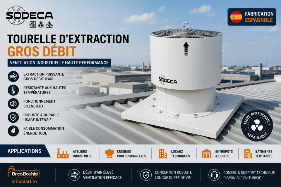 Tourelle extraction Sodeca Tunisie – ventilateur toiture industriel gros débit