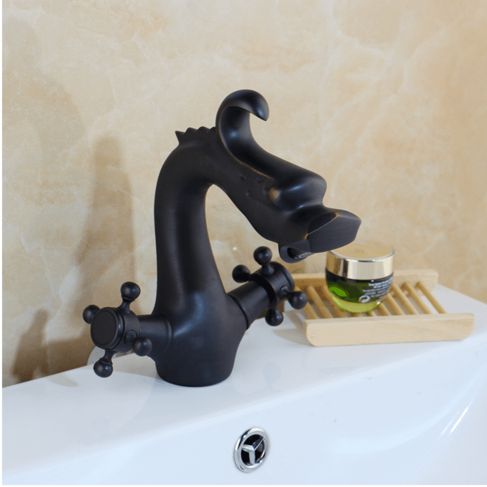 Melangeur Lavabo Artistique Dragon Noir Trefele