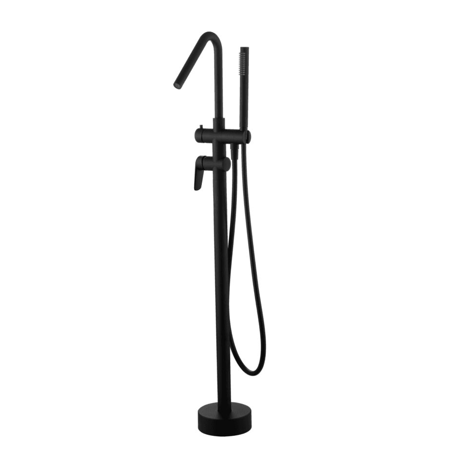 Mitigeur Bain Douche sur Pied BELGICA Noir Mat pour Baignoire Îlot