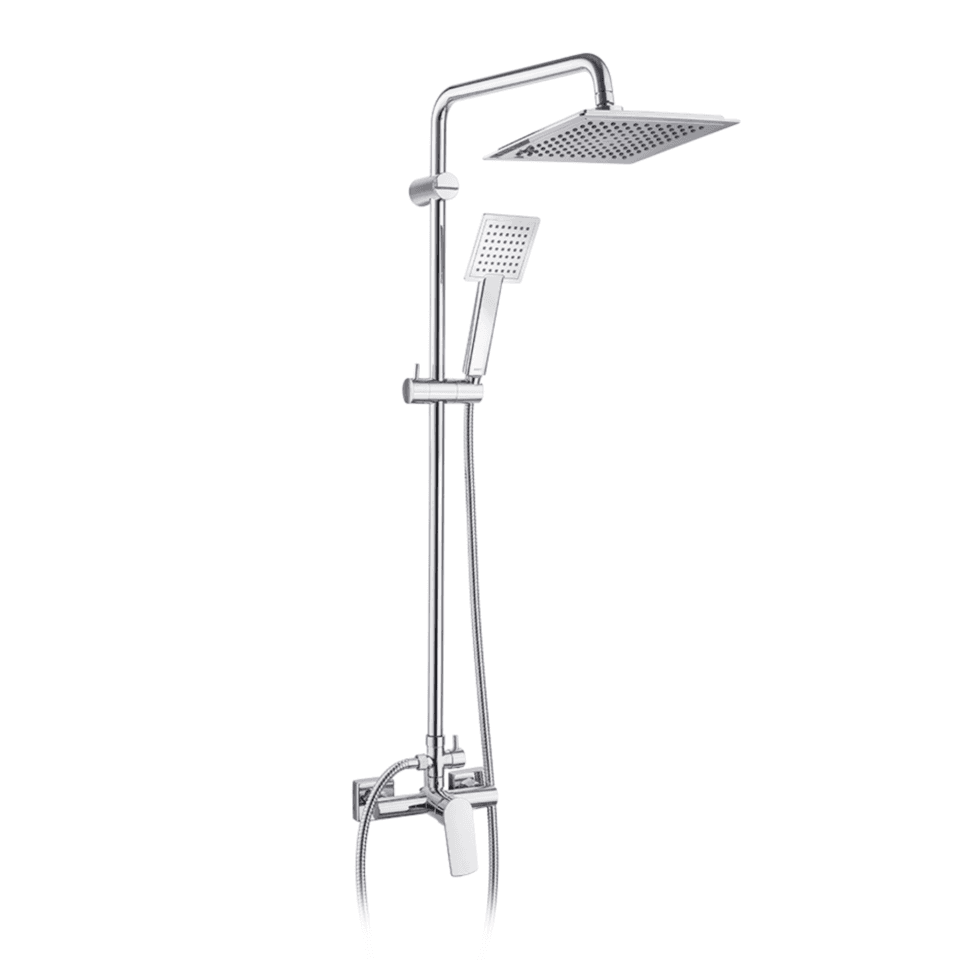 Colonne de Douche Carré Complète avec Mitigeur Chromé
